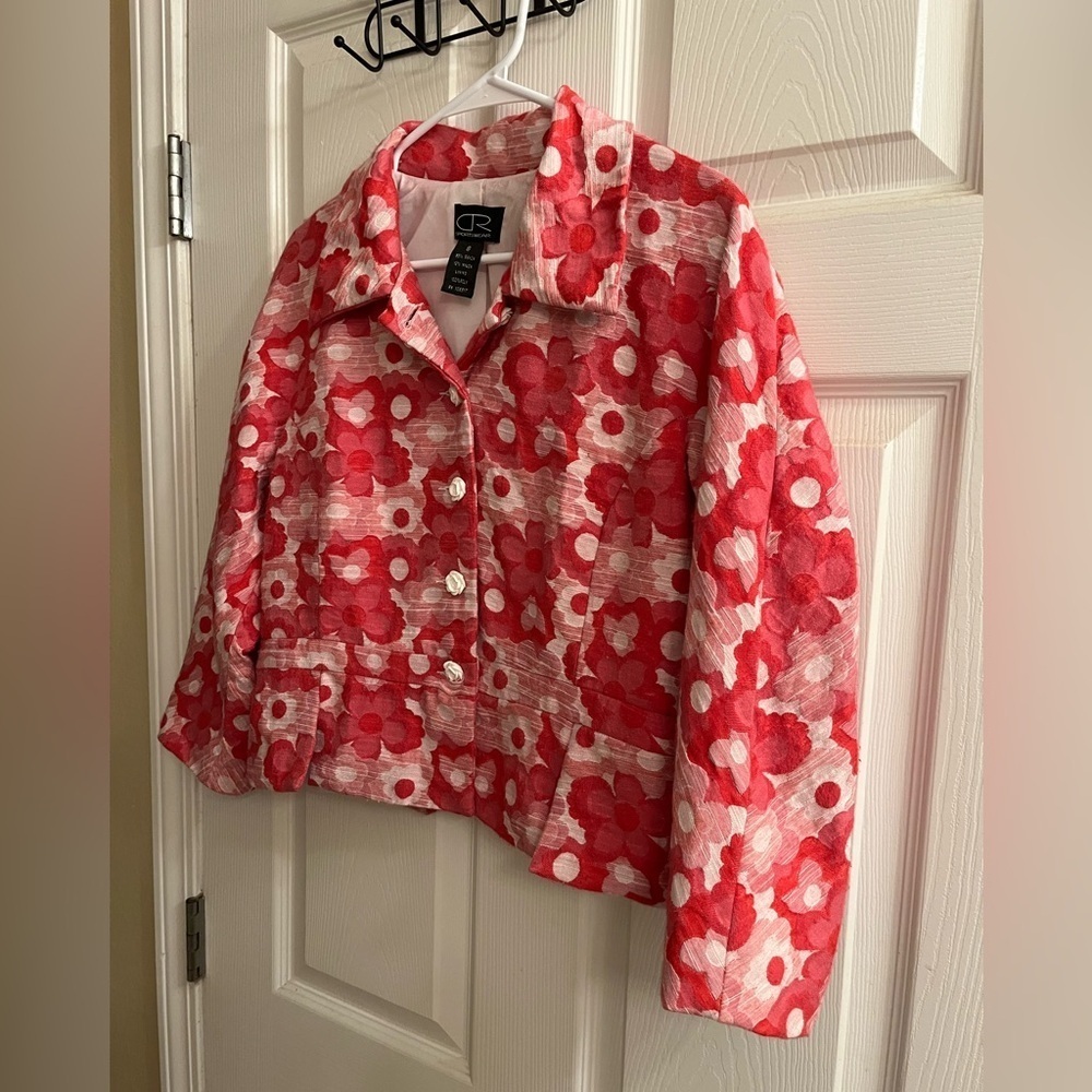 CR~VINTAGE~PINK BLAZER~FITTED~FLORAL~8 - Picture 4 of 11